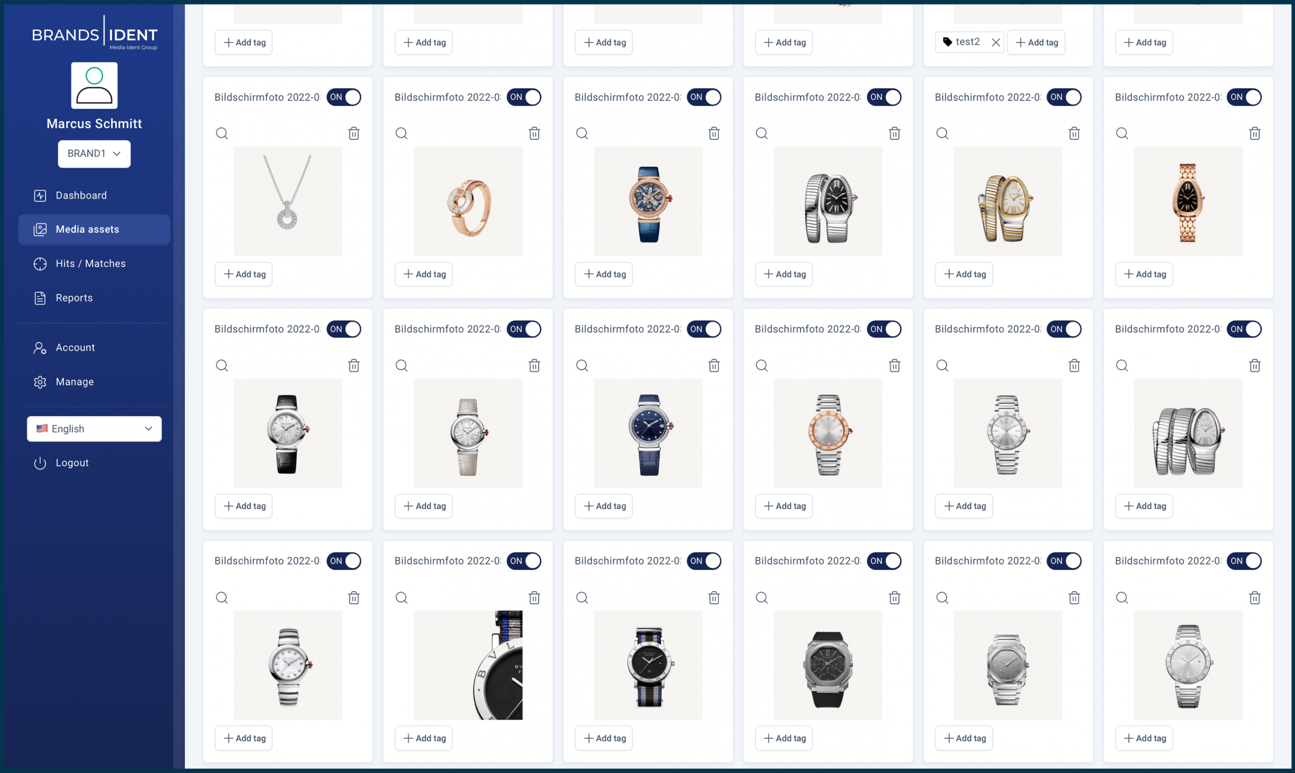 Brand asset monitoring interface detecting illegal product use online | BRANDS-IDENT